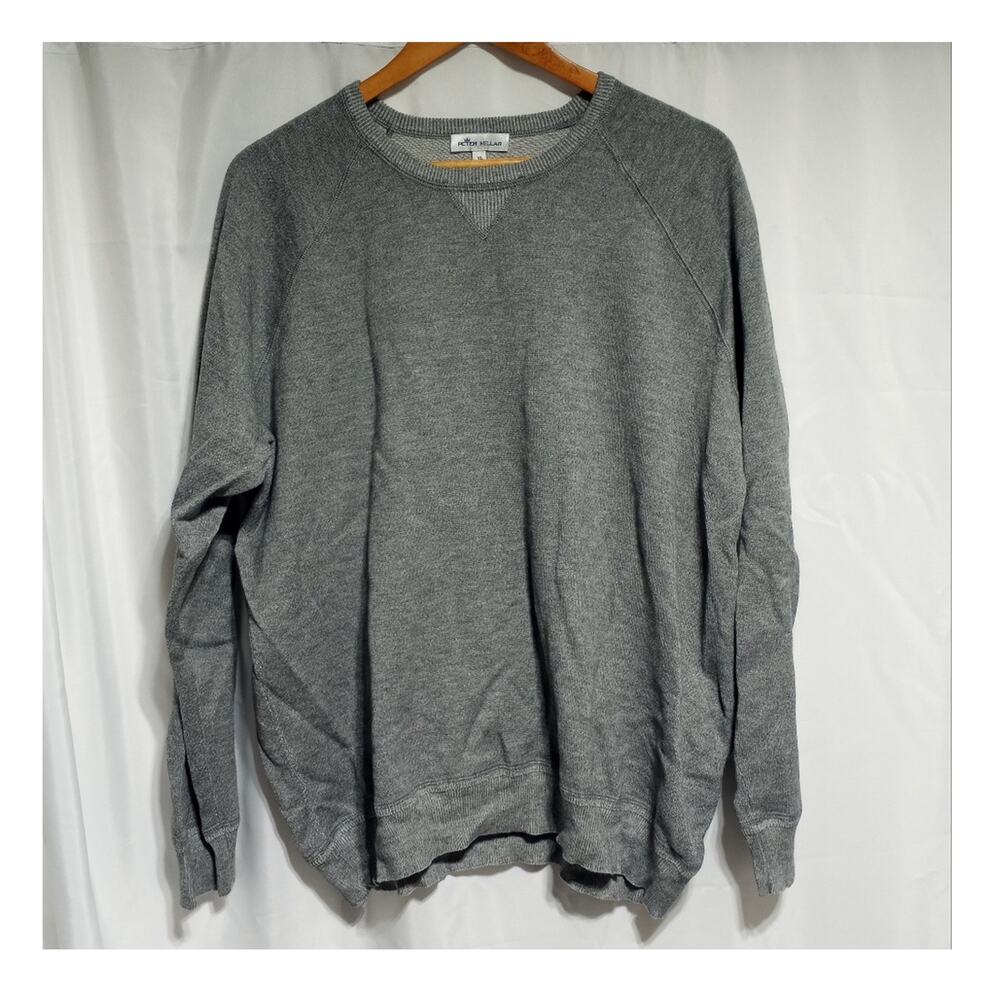 Peter Millar Gray Elevated Cotton Wool Blend Crew Neck Sweater Size XL NWOT